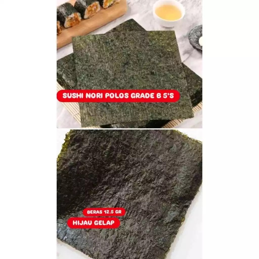 

SUSHI NORI POLOS GRADE B 5 SHEET/ SUSHI NORI 5 LEMBAR KIMBAP DRIED SEAWEED