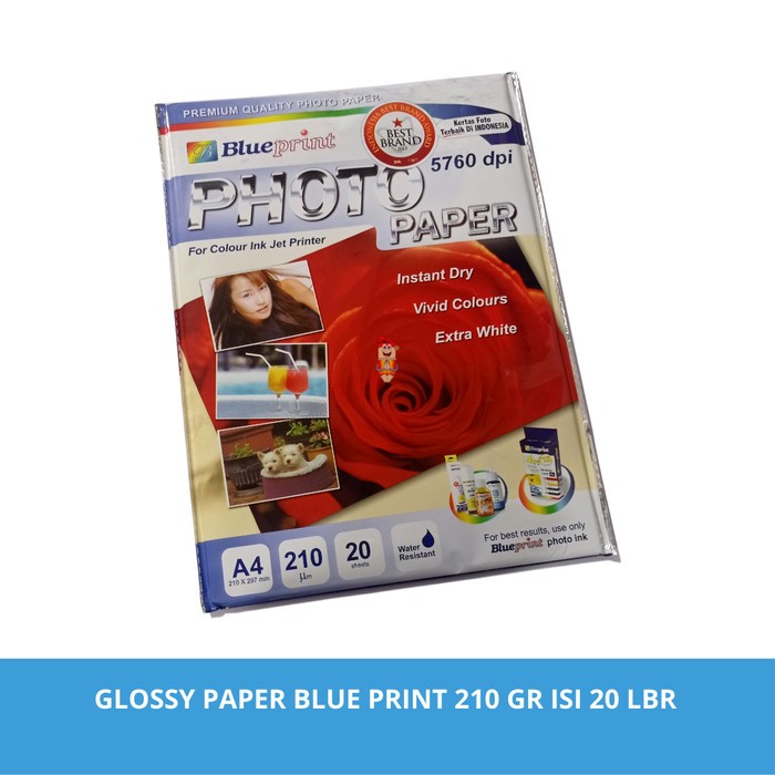 

Kertas Foto / Kertas Glossy / Glossy Photo Paper BLUEPRINT A4 210 gsm