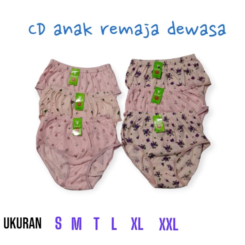 6 PCS CD Yutind | Celana Dalam Motif Bunga (Sablon/Bordir) original Yutind