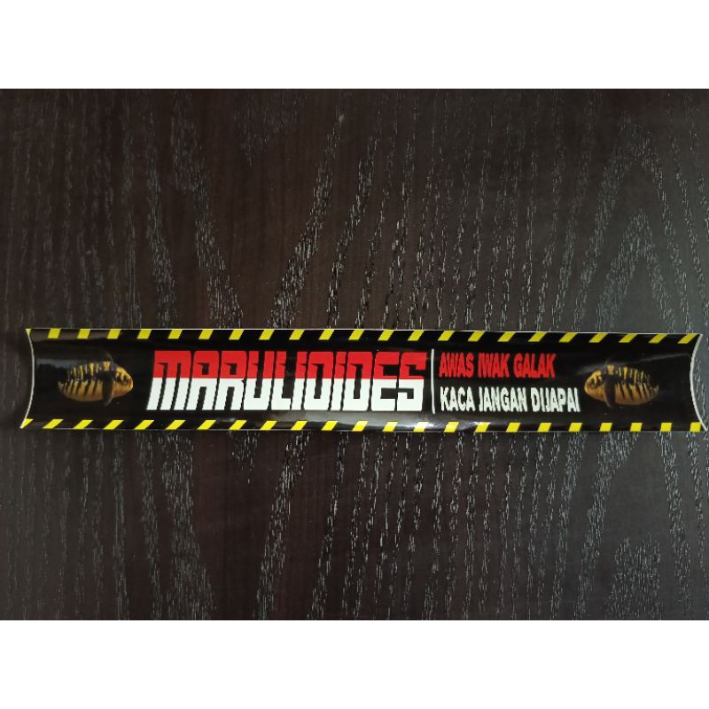 Stiker Akuarium Tulisan Ikan Channa / MaruLidoides Awas Iwak Galak Kaca Jangan Di Japai -  Desain Ke