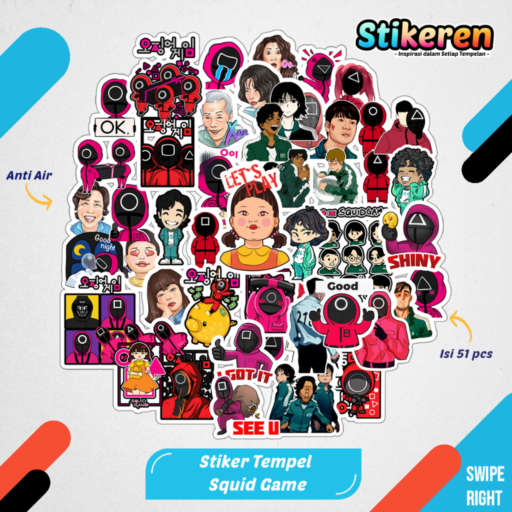 

Stiker Squid Game Drakor Kartun Film Paper Vinyl Dekorasi Laptop Koper Tumbler Kulkas DIY