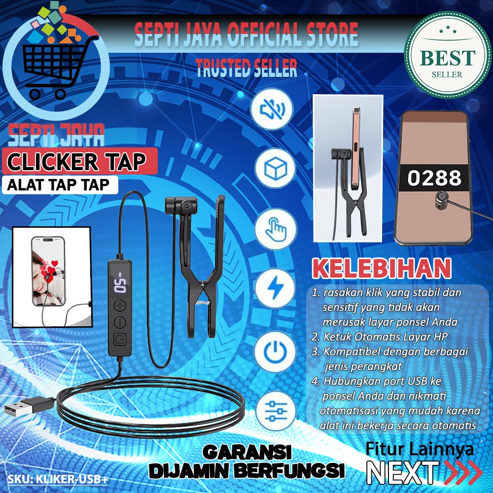 Perangkat Klik Otomatis Alat Tap Tap Layar HP Kecepatan Tinggi Klik Tap Jari Otomatis Kliker Hp Tipe