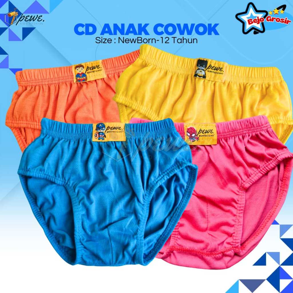 6 Pcs CD Anaka cowok polos Bahan katun lembut Multiwarna-celana dalam anak laki laki Banyak varian u
