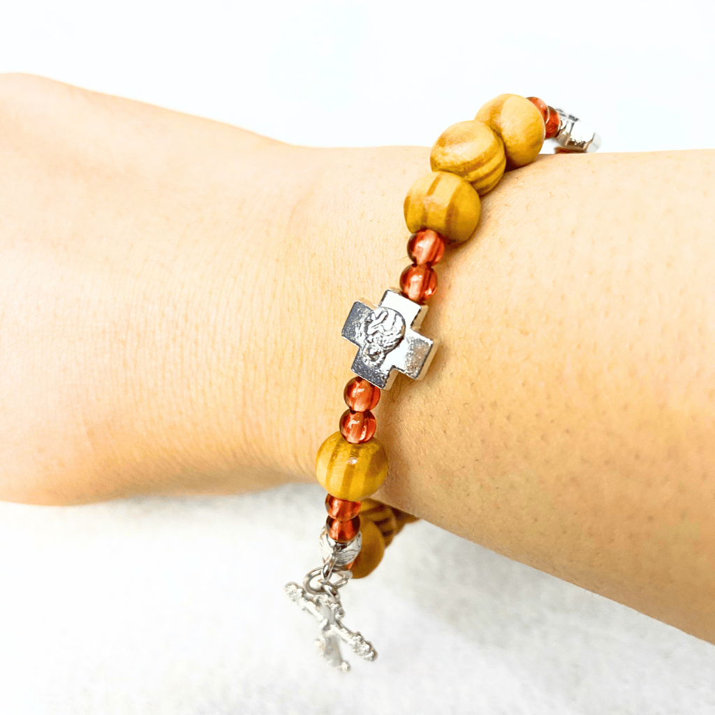 Gelang Rosario Kayu Eksklusif - Rosario mini kayu Tahan Karat