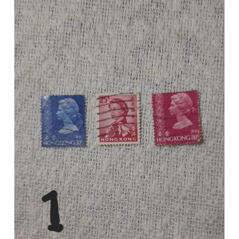 

Perangko vintage manca negara Hongkong Ratu Elizabeth (3pcs)