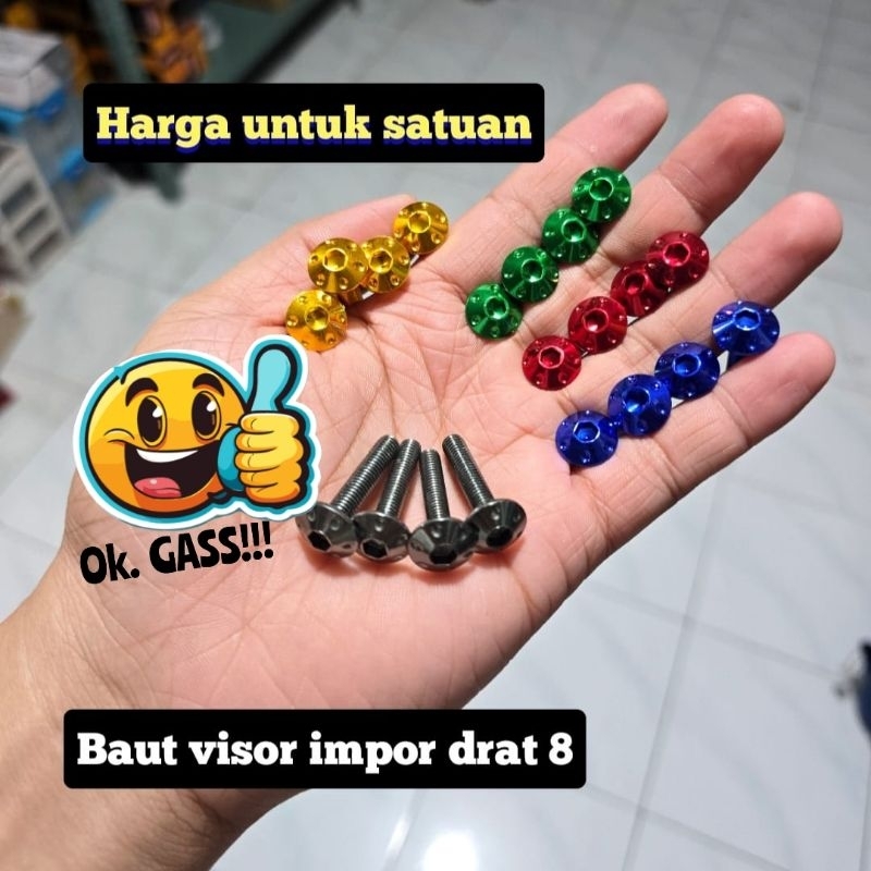 1 PCS Baut probolt visor ukuran 8 Yamaha Nmax Aerox xmax dllbaut probolt nmax baut variasi baut Viso