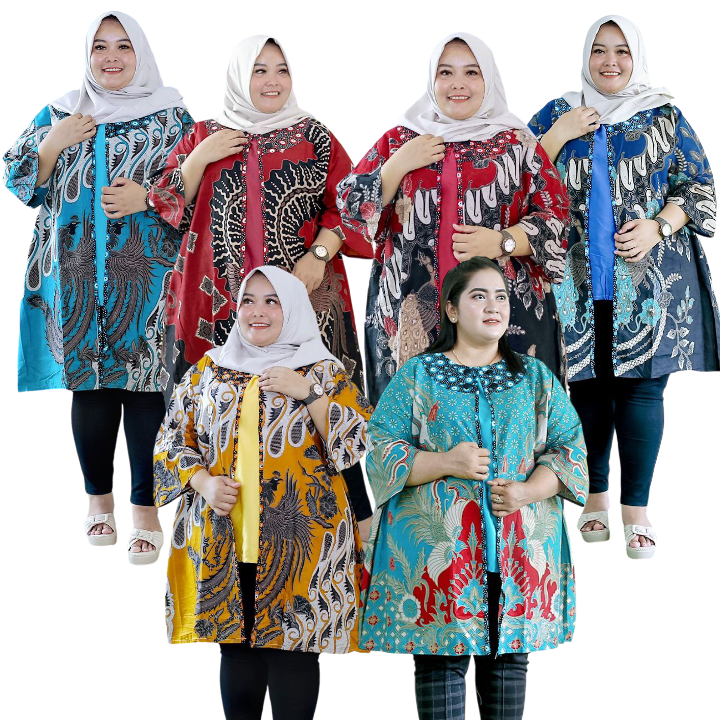 Atasan Wanita Baju Tunik Batik Jumbo Size M Sampai XXXXXL LD140cm LD 140