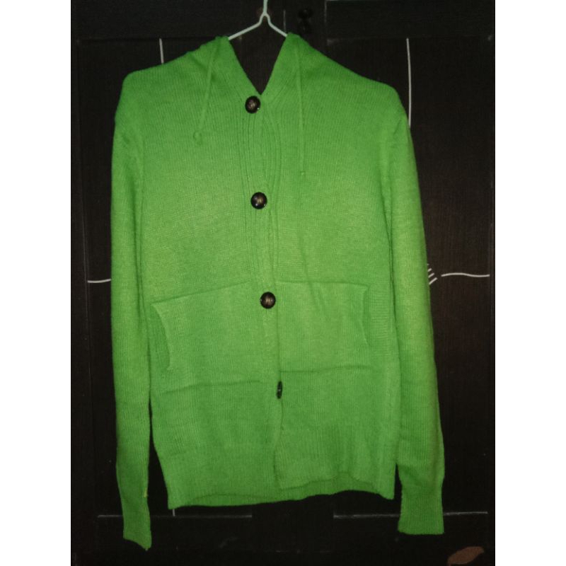 [Preloved] Jaket Rajut Warna Hijau (Free Tas Rajut)