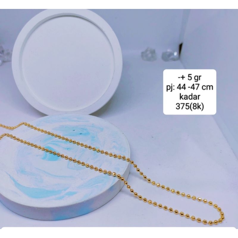 kalung emas model biji lada ukir kadar 375(8k)