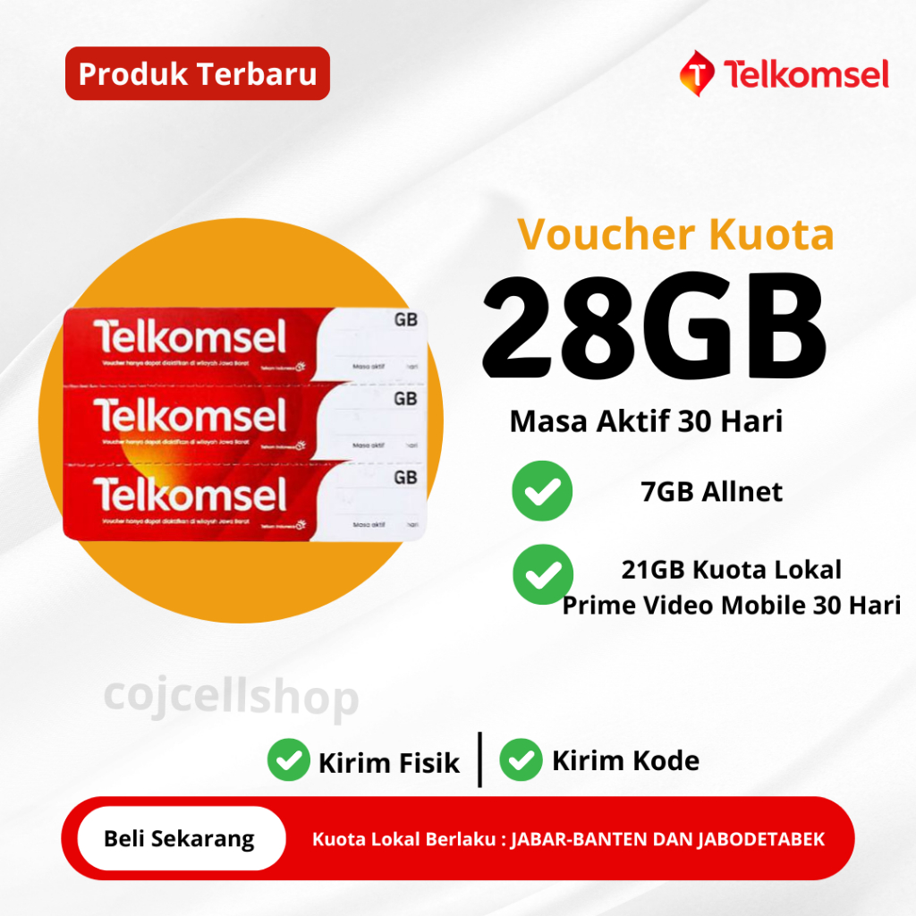 Voucher Kuota Telkomsel 28GB Masa Aktif 30 Hari JABAR-JAKARTA-BOGOR