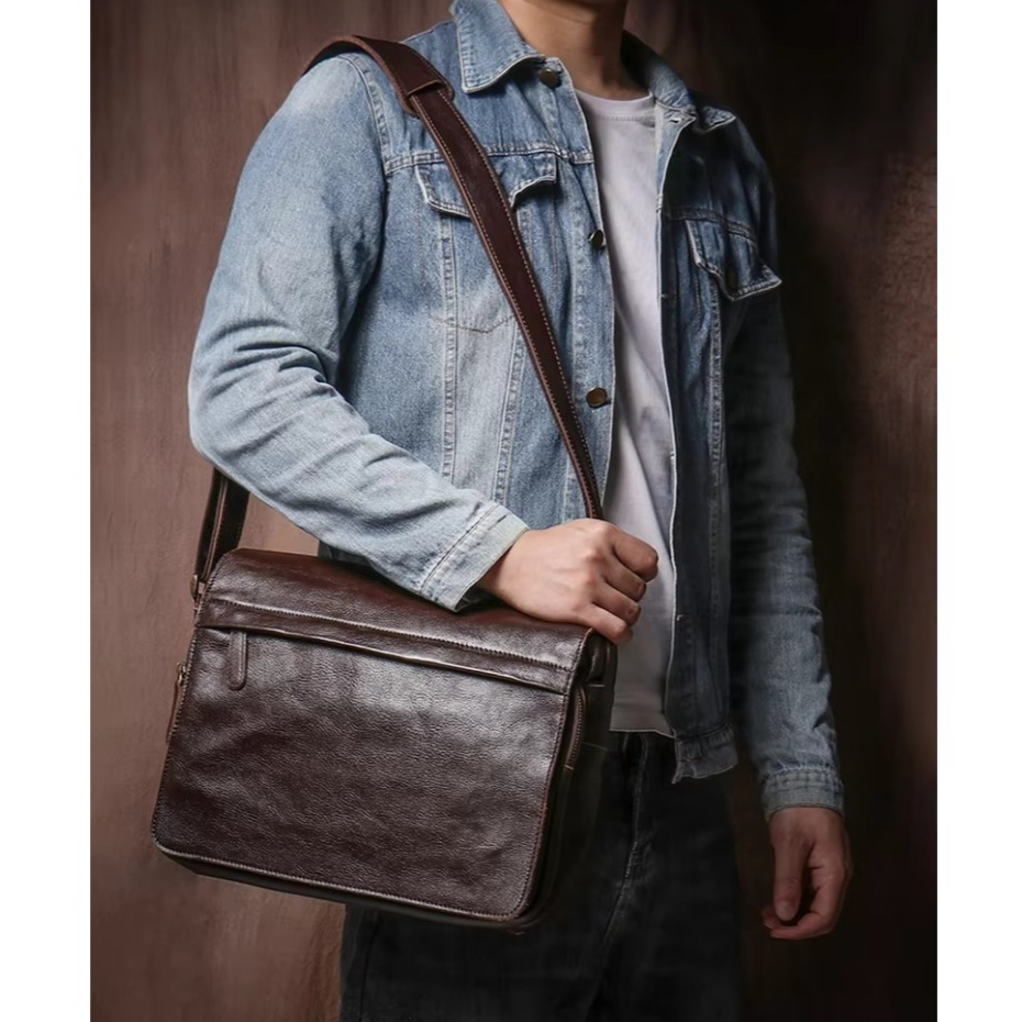 Tas Selempang Messenger Kulit Asli - Tas Bahu Pria Kantor Kulit Asli