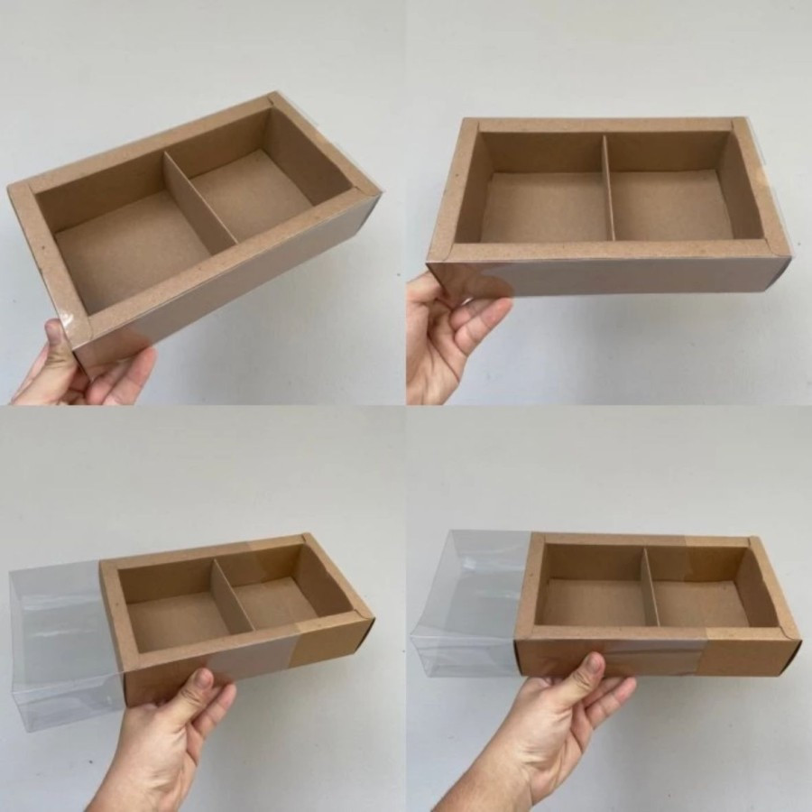 

( 5 pcs ) Box Mika Polos Hampers Cookies Pie Dus Coklat Sekat 2 Ukuran 22x11x6cm