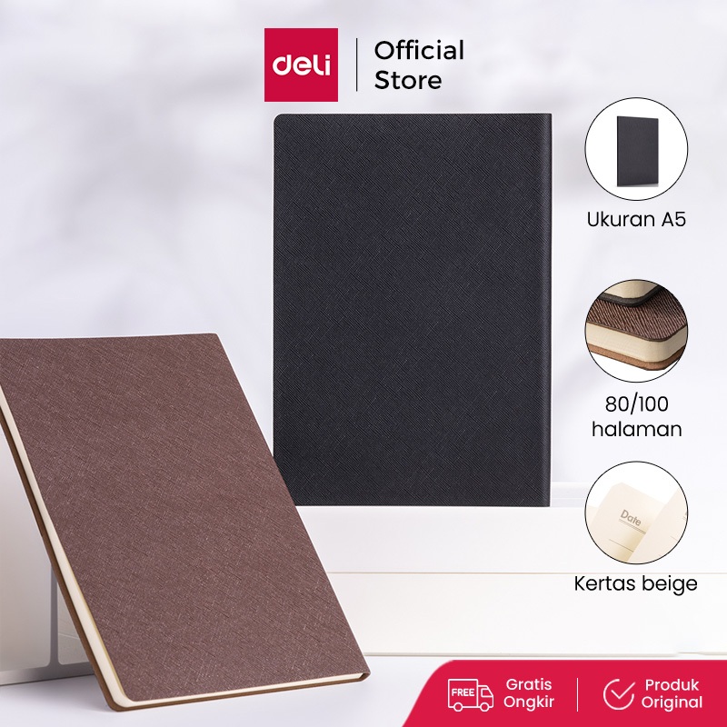 

Deli Buku Catatan Sampul Kulit / Leather Cover Notebook A5 120 Lembar BP12X