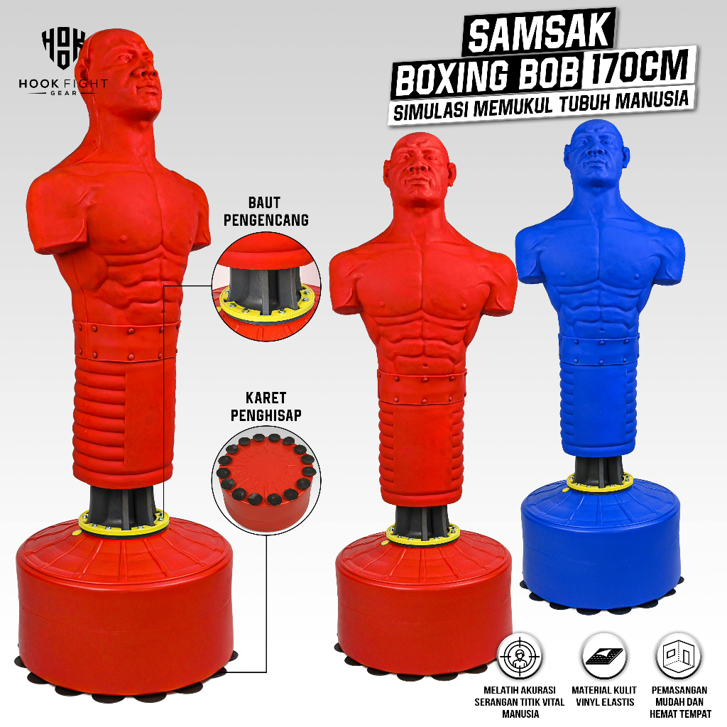 Samsak Berdiri Manusia Boxing Bob 170cm Boxing Bob Dummy  Boneka Boxing Tinju Patung Boxing Bob Sams