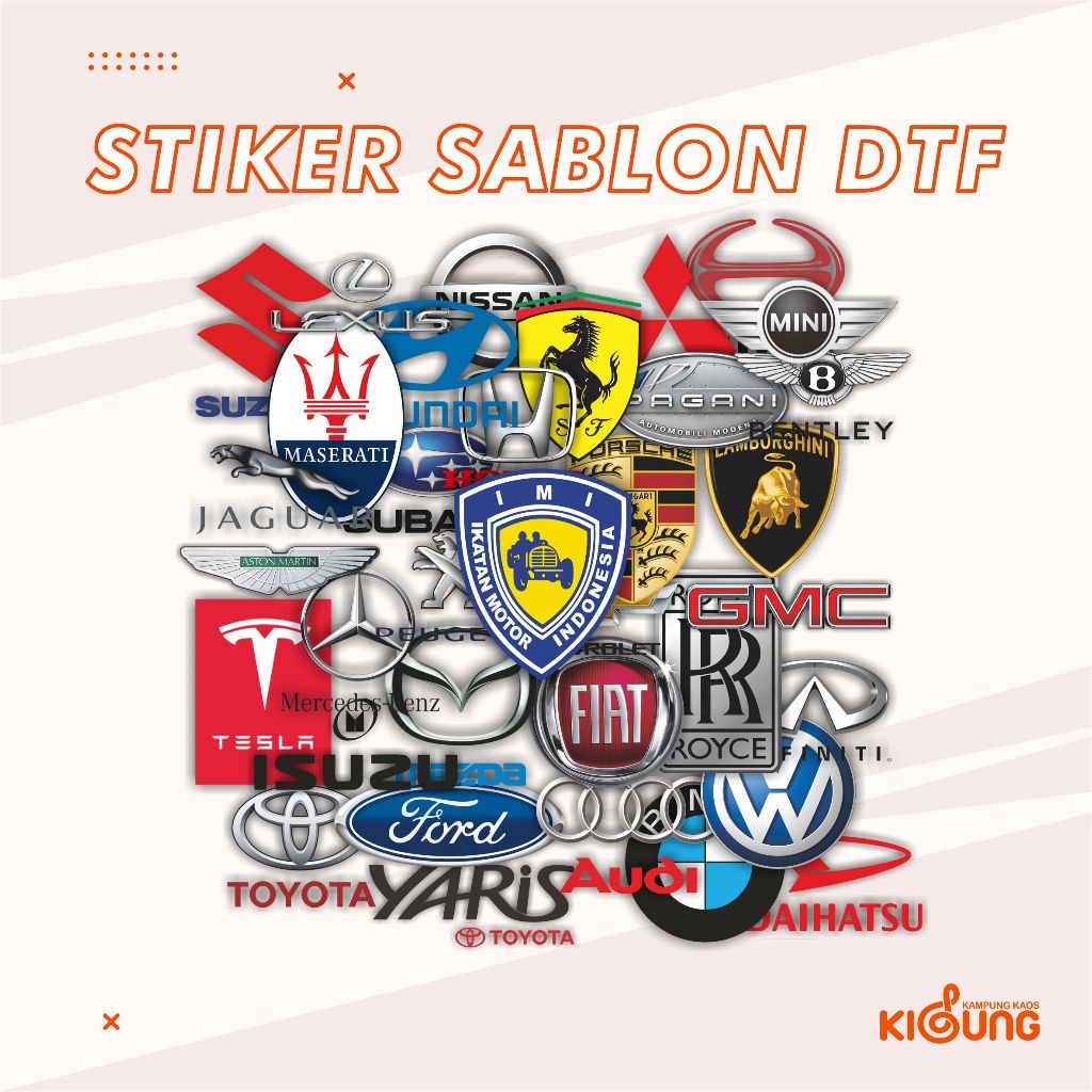 STIKER SABLON BAJU Logo Setrika Patch cetak DTF Logo Mobil Sablon setrika | LOGO Merk Mobil
