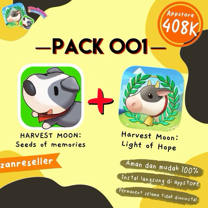 [PACK001] GAME IOS IPAD & IPHONE HARVEST MOON SEEDS OF MEMORIES AND HARVEST MOON LIGHT OF HOPE