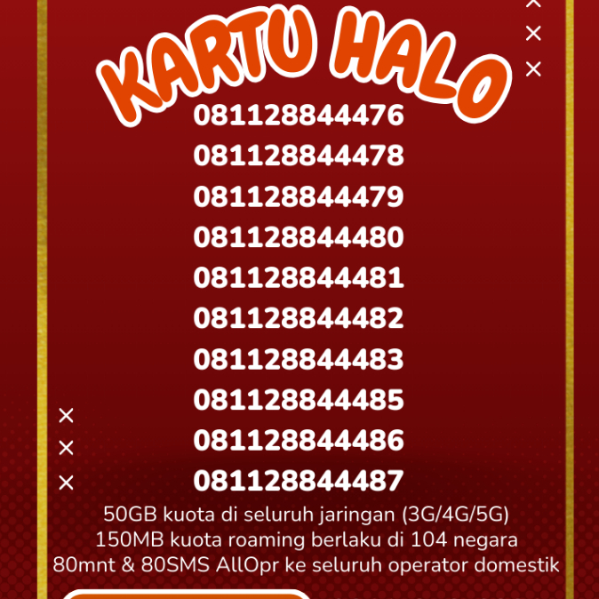 Kuota 50GB  Telkomsel kartu halo 12 digit nomor cantik Nomor langka Tripel 444 (2)