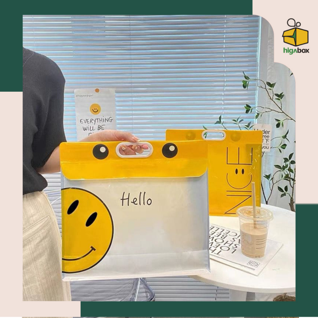 

Tas Motif Smile / tas mika ulang tahun anak / Tas Mika PVC Motif Smile Goodiebag Hampers Tas Buku | AJ05
