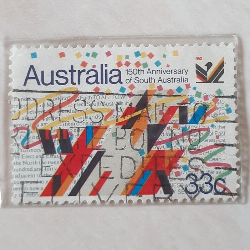 

(AT1) Perangko Australia City Sign Sculpture, Adelaide, Otto Hajek (150th Aniversary of South Australia) Tahun 1986
