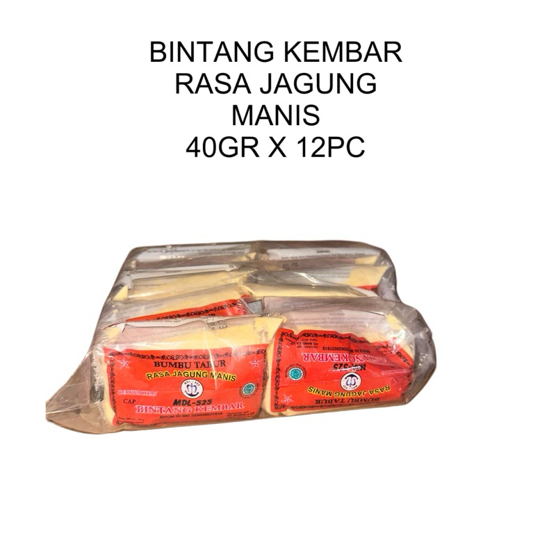 

Bumbu Tabur Bintang Kembar Rasa Jagung Manis Isi 40gr x 12pc