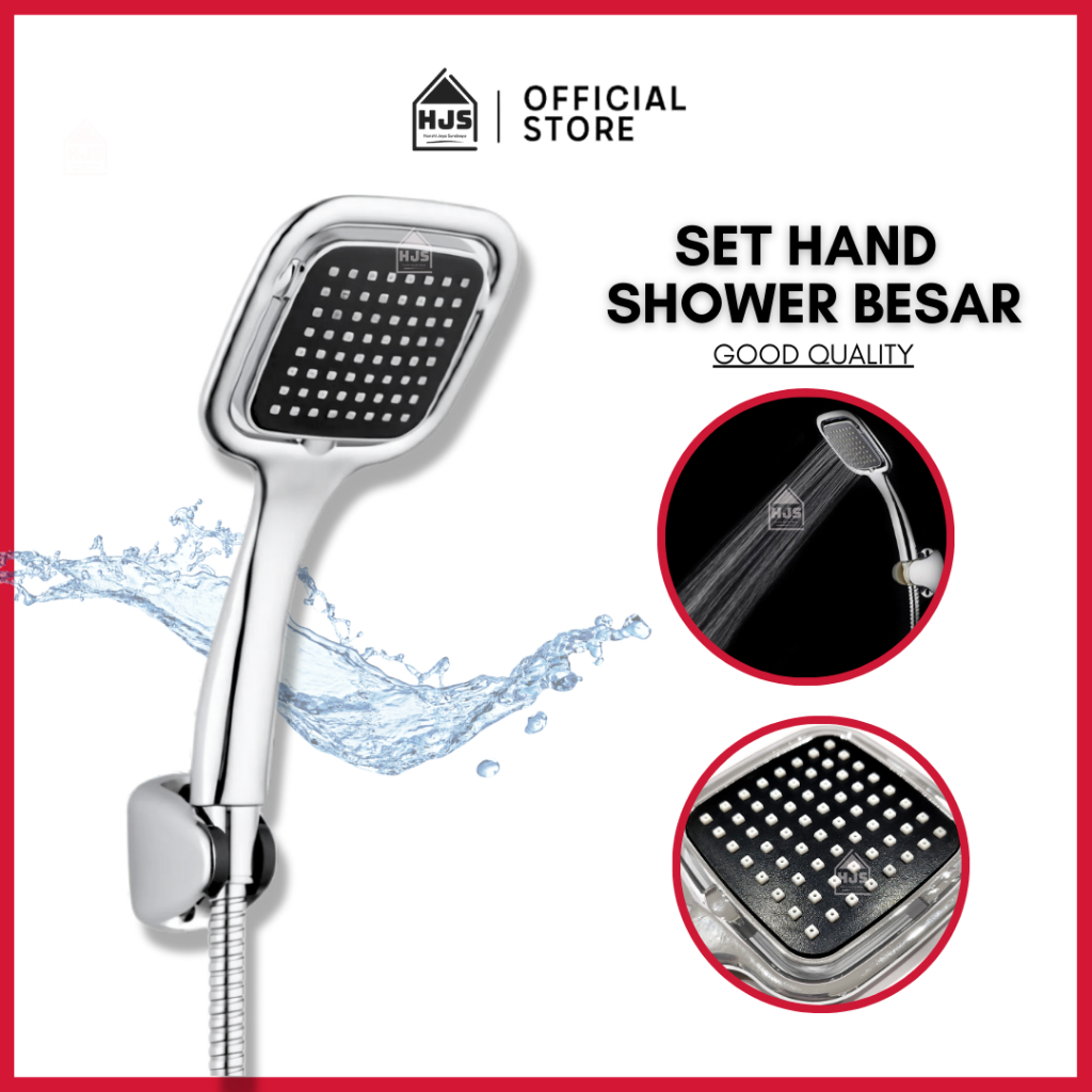 [HJS] Shower Mandi Kotak Shower Head + selang shower / Hand Shower Besar Silver Star Classic A9