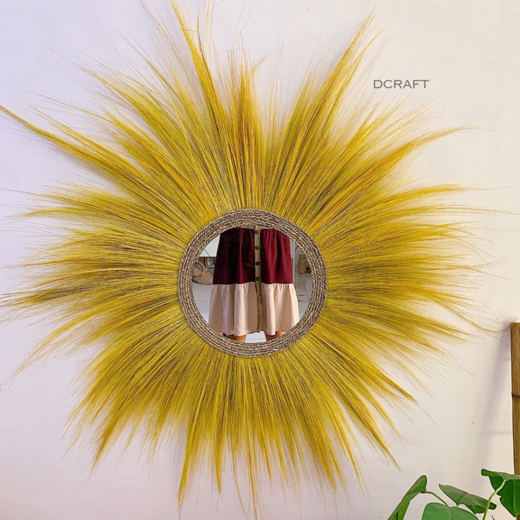 Cermin Rayung Kaca Dinding Natural Dekorasi Hiasan Rustic