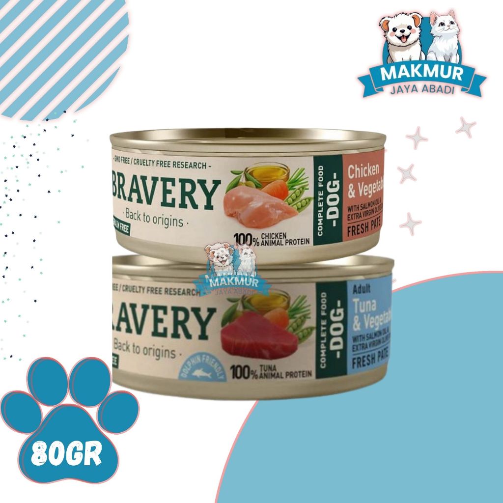 BRAVERY Wet Food for Dogs 80gr / Makanan Basah Anjing / Wet Food