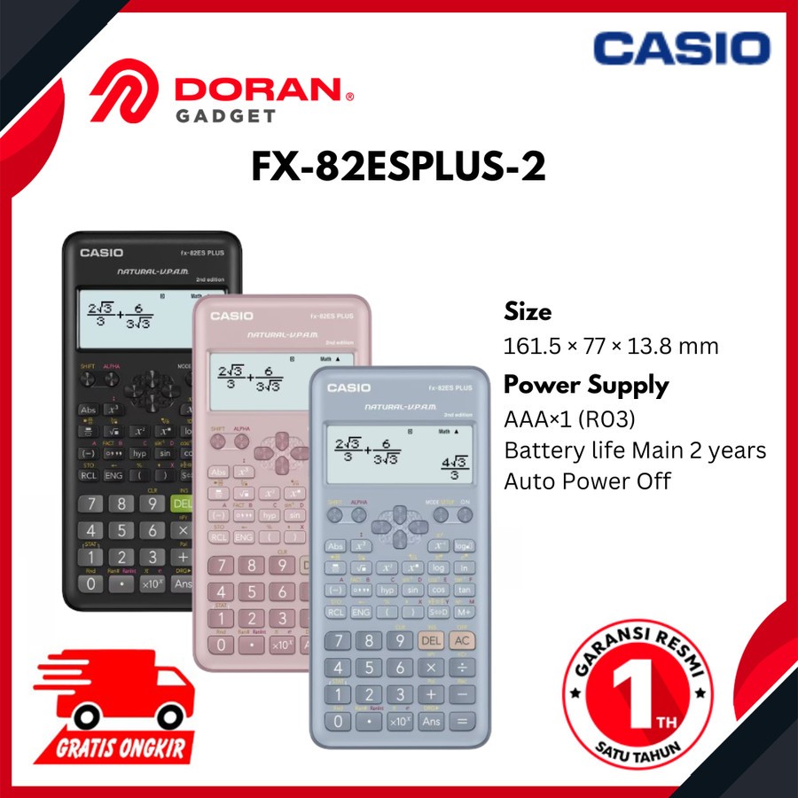 

Casio FX-82ES Plus 2nd Edition Calculator Scientific - Kalkulator Ilmiah Original - Garansi Resmi