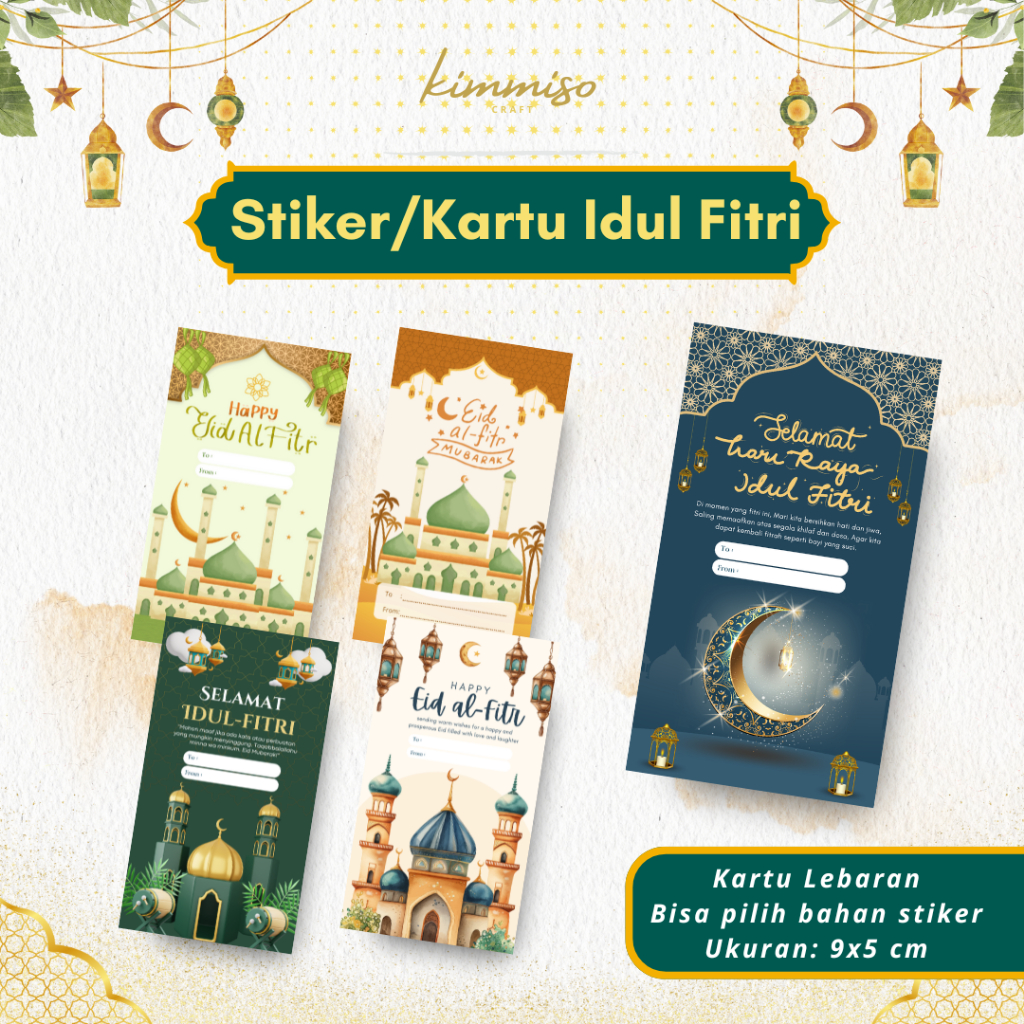 

[ Kimmiso ] Stiker Kartu Lebaran Idul Fitri 2025 Isi 30pcs Multifungsi Ukuran 9x5 cm