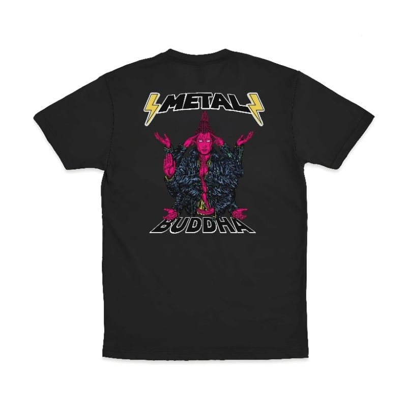 Ngehenesia Tshirt metal Buddha tshirt black kaos combed 24s