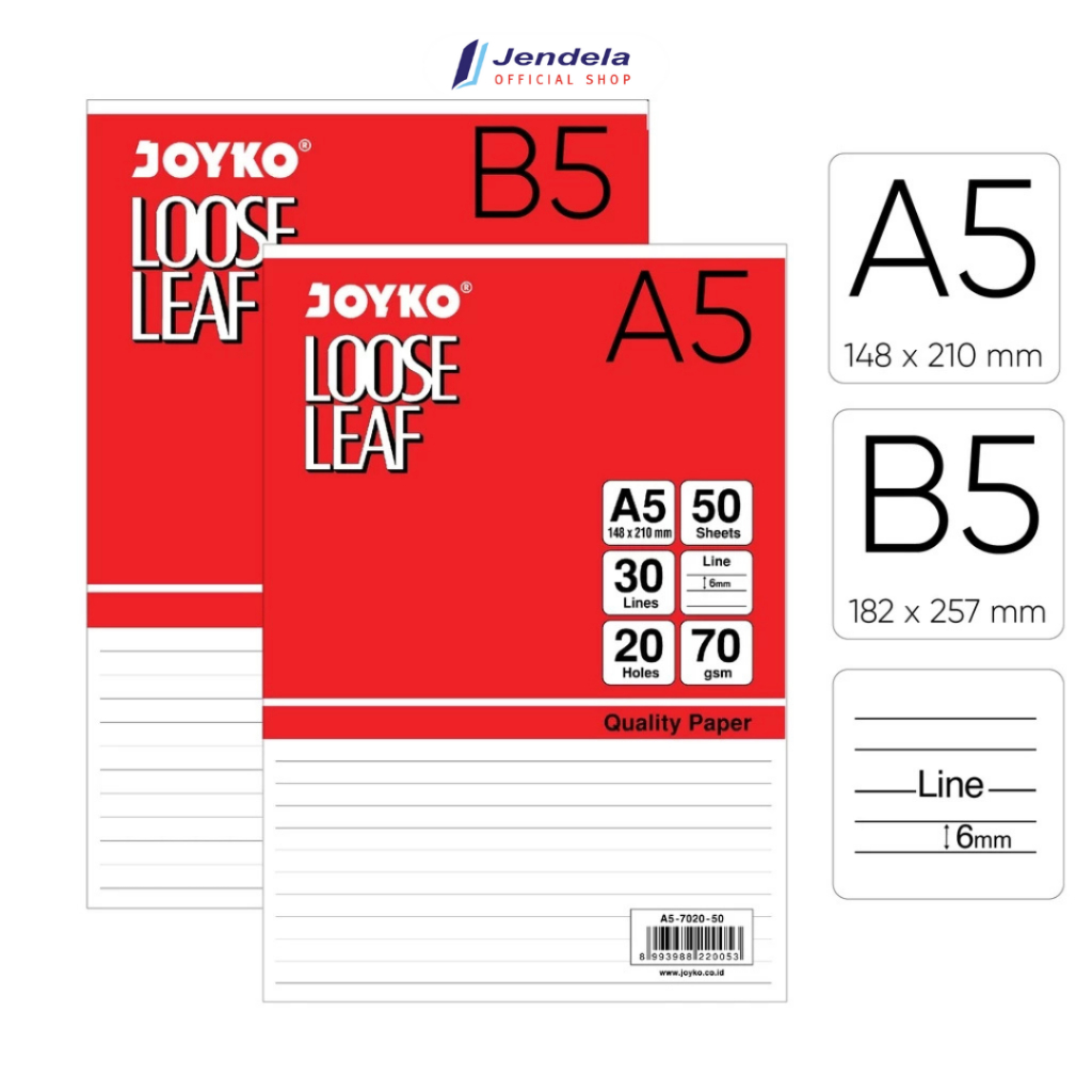 

Loose Leaf Joyko A5 B5 Putih Polos Kertas File isi 50 & 100 Sheet Untuk Sekolah Kuliah Kantor ATK