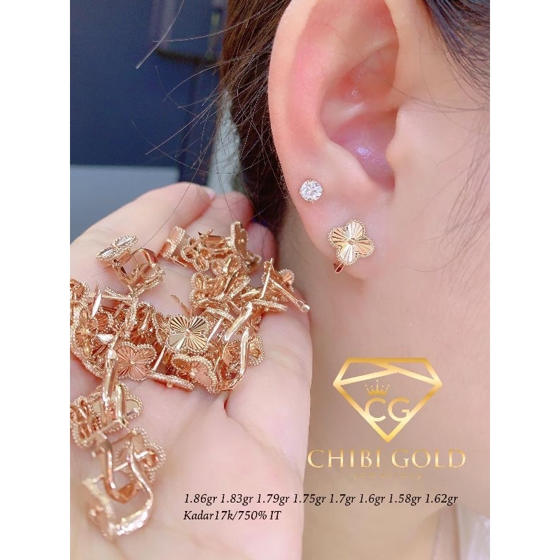 CHIBIGOLD -  Anting emas vancleef Alhambra emas 750 kadar 17k