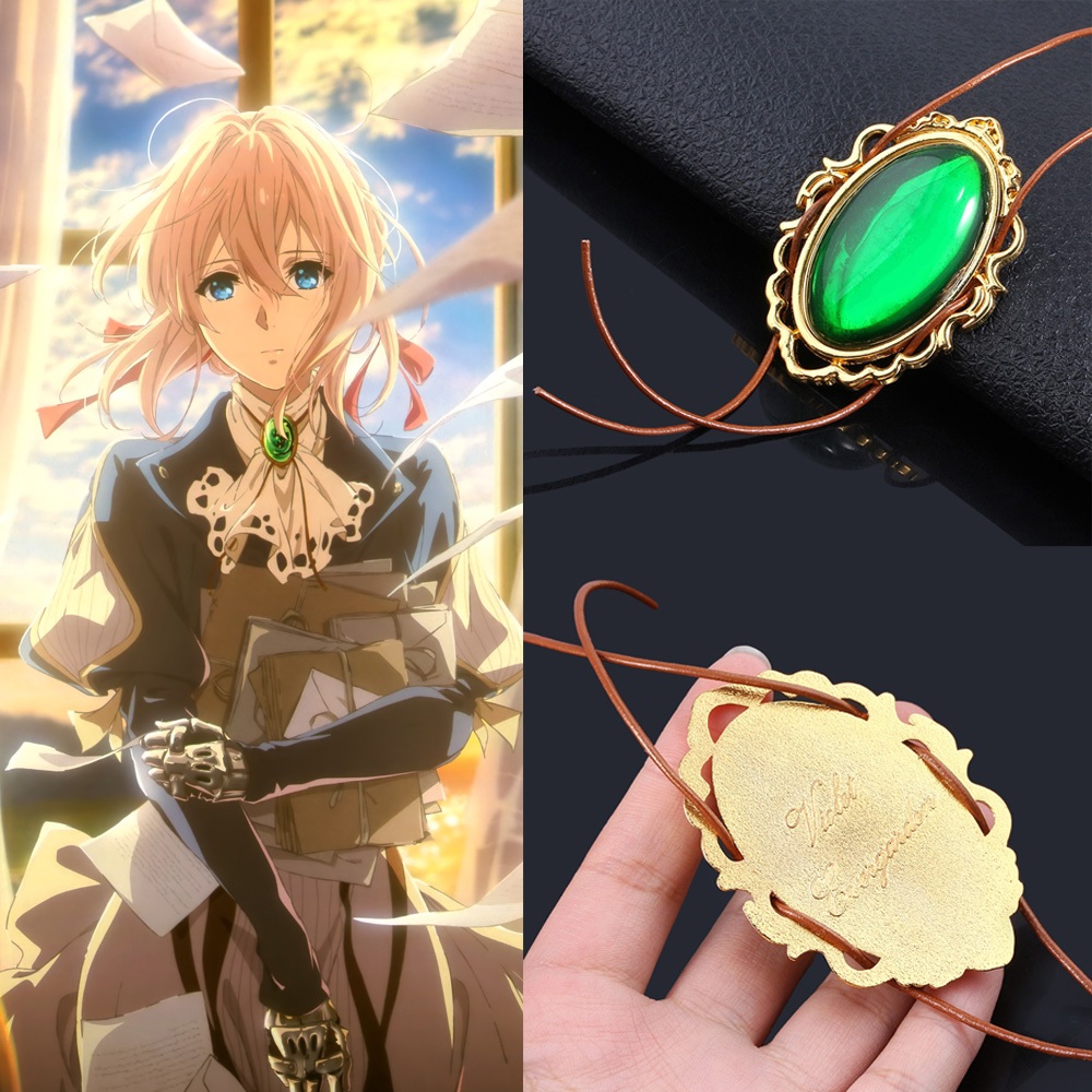 VE003 – Kalung Necklace Anime Violet Evergarden Batu Hijau Green Stone