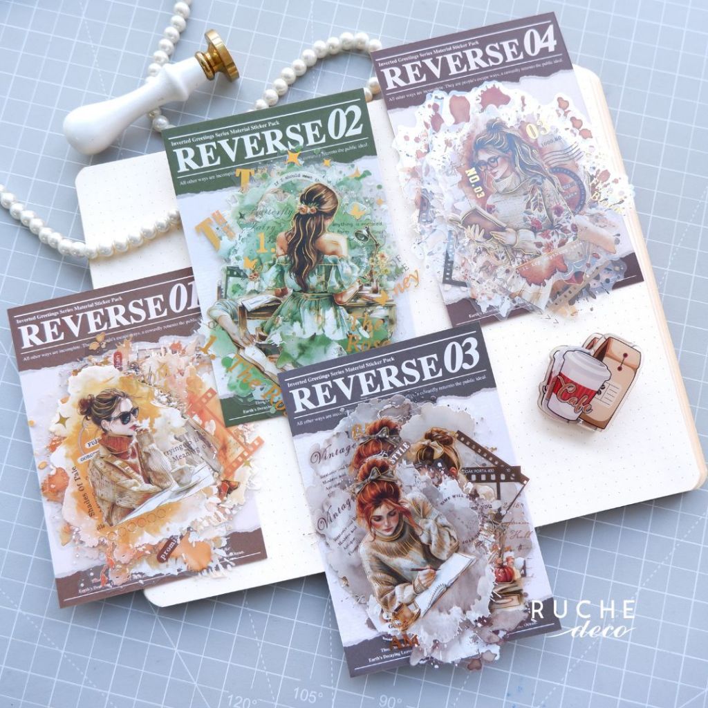 

RUCHE DECO - PET Sticker Pack with Gold Foil - Coffee Stain