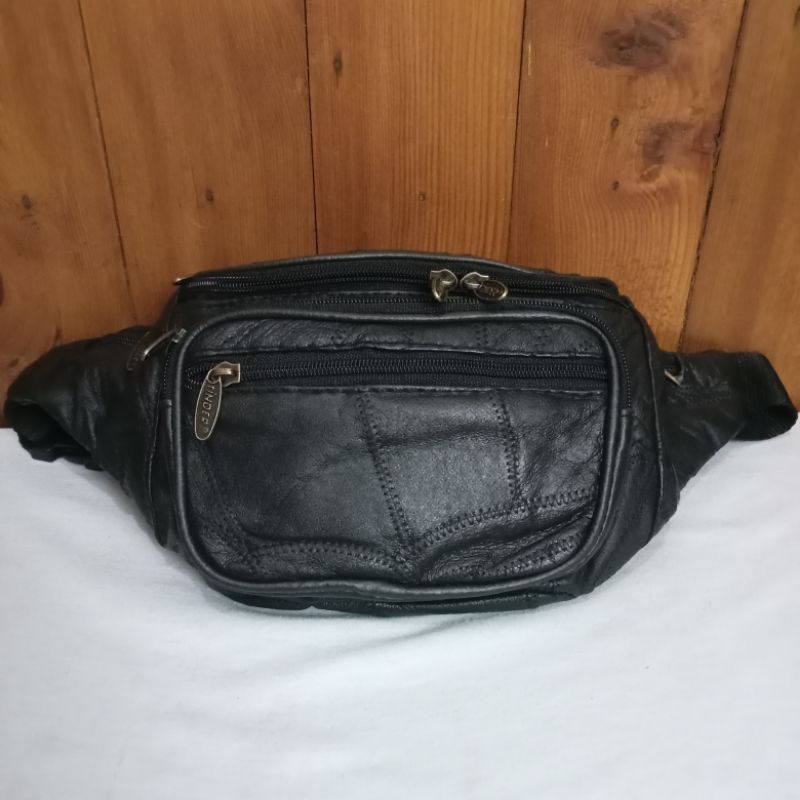 Tas Waist Bag Cowok Wb Pria Kulas Kulit Asli Preloved Second