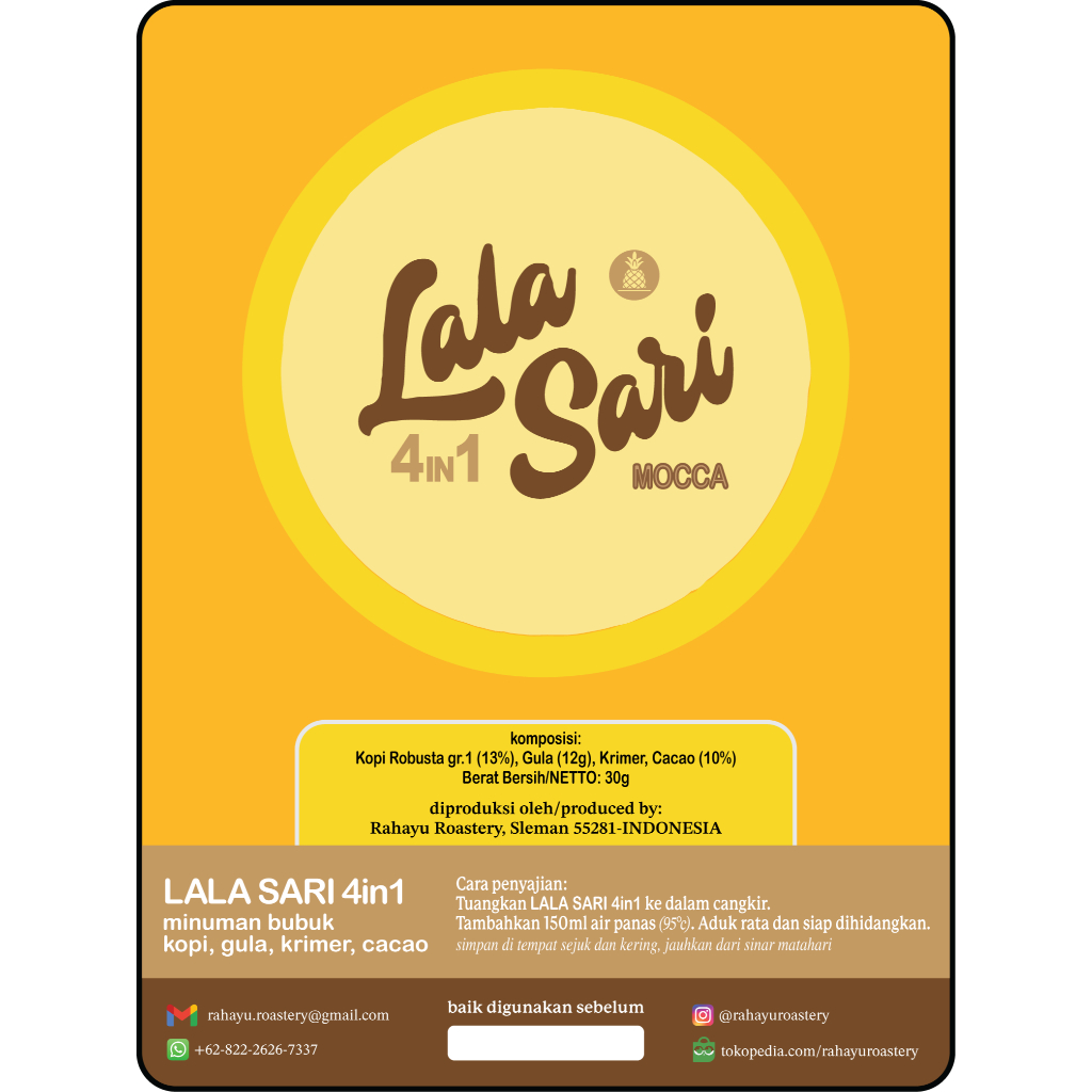 

Kopi Instant LALA SARI 4in1 Mocca (Kopi + Cacao + Gula + Krimer) | 4in1 Coffee