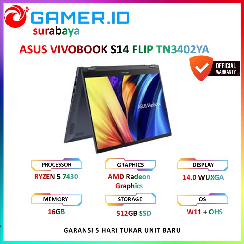ASUS VIVOBOOK S14 FLIP TN3402YA TOUCH RYZEN 5 7430 16GB 512GB 14.0WUXGA