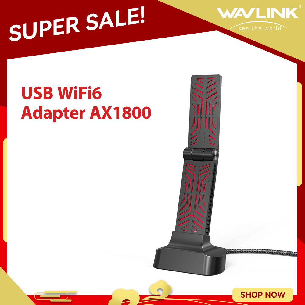 Wavlink USB WiFi Adapter AX1800, USB 3.0 Dual Band High Gain Antenna 2.4GHz/ 5GHz WiFi Adapter for D