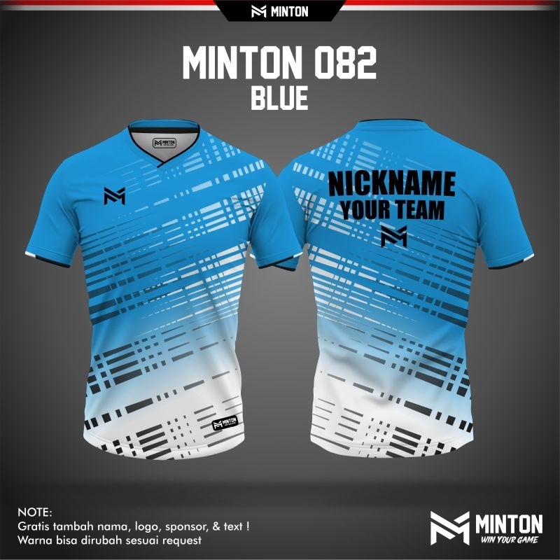 [ ANAK & DEWASA ] MINTON 082 BLUE BAJU MINTON KAOS BADMINTON VOLLY GOWES IMPORT PINGPONG JERSEY ORIG