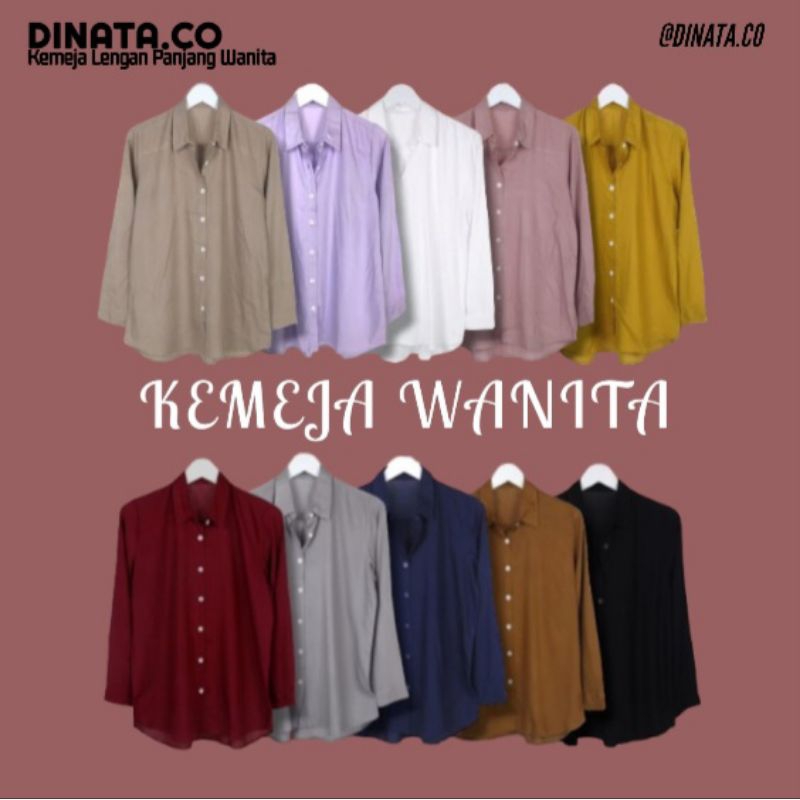 BAHAN PREMIUM / KEMEJA WANITA POLOS LENGAN PANJANG WANITA KATUN SEMI RAYON LONG SHIRT BAHAN JATUH