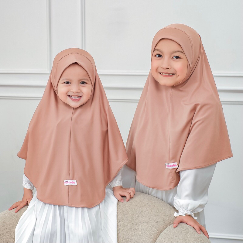 Little Pastella | Khadijah Instant Hijab Dagu Malay | Bergo Anak Dagu Usia 1-7 Tahun