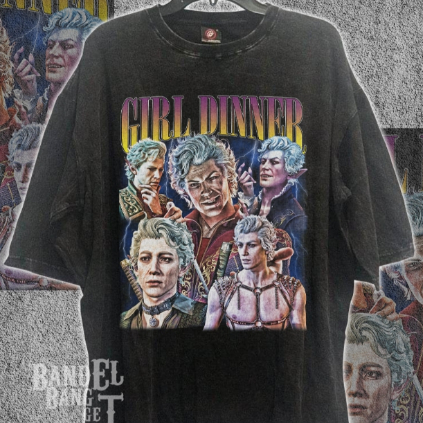 Girl Dinner Astarion Shirt, Acid Wash Oversized Shirt