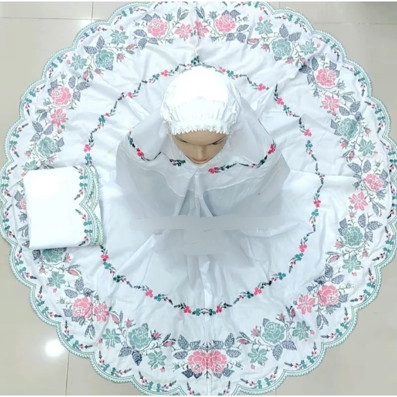 Mukena katun Paris Bordir Strimin Keliling