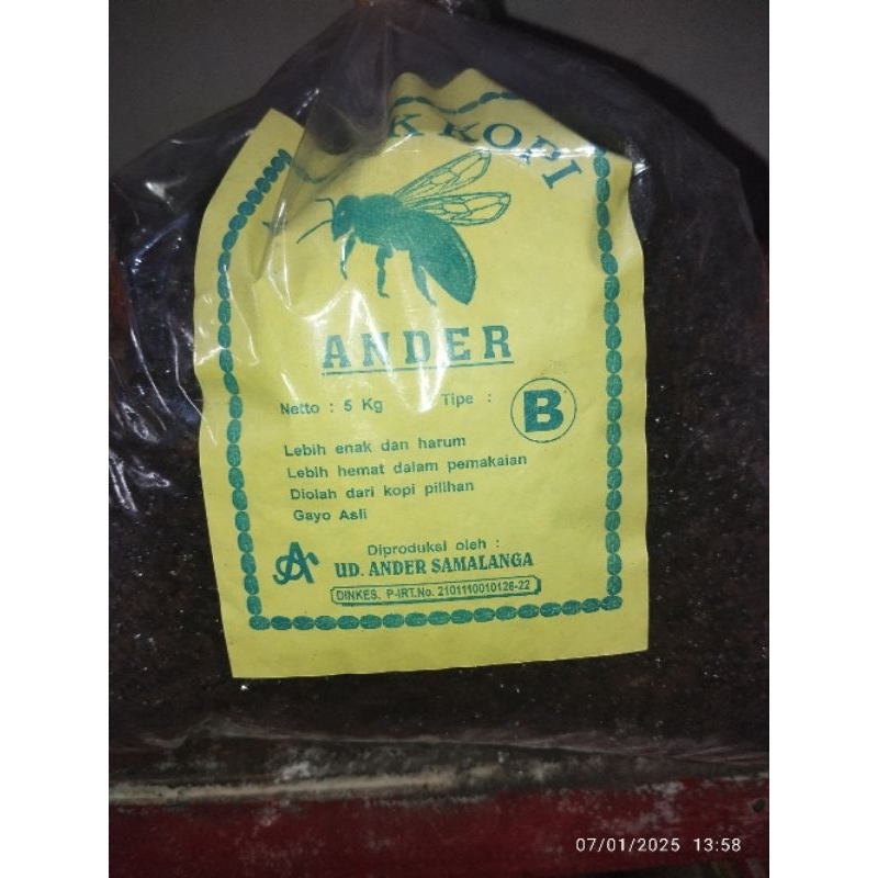 

( HARGA) SPESIAL 1KG KOPI KASAR ACEH, CAP ANDER SERI B ASLI PRODUK ACEH SAMALANGA