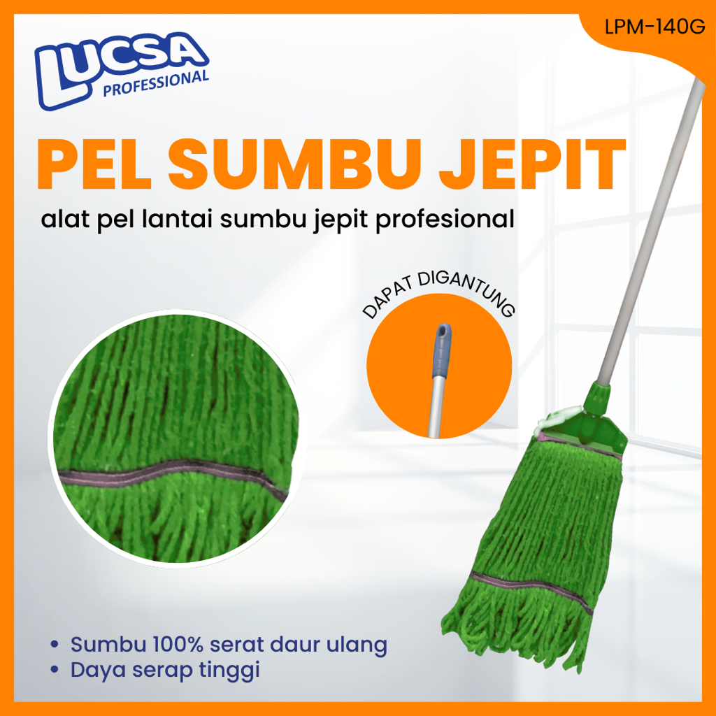 LUCSA PRO - CLIP MOP SUMBU JEPIT ALAT PEL LANTAI PRAKTIS UNTUK RUMAH SAKIT HOTEL RESTORAN KANTOR