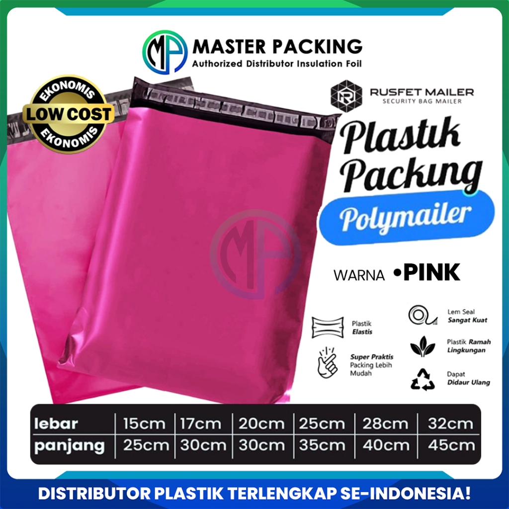 

Amplop Plastik Polymailer Pink Low Cost Plastic Packing Polos Online shop Rusfet Termurah Ecer