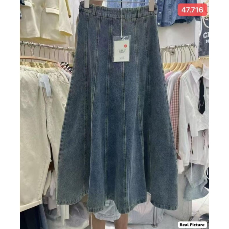 Almeerabutik~ Celana Rok Denim Wanita - Rok Panjang Premium