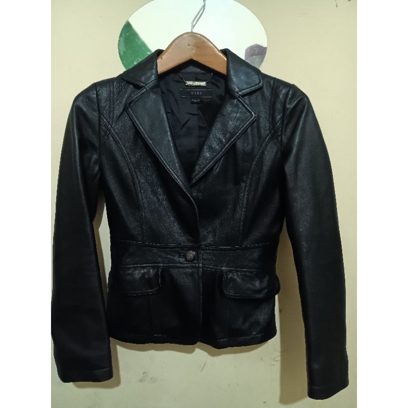 Leather Blazer Woman,blazer wanita hitam