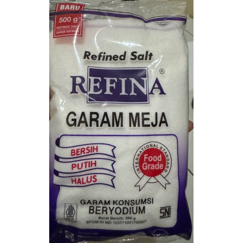 

REFINA GARAM MEJA BERSIH PUTIH HALUS ( Refined Salt ) 500Gram