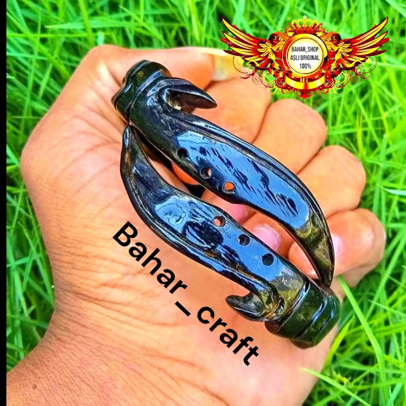 gelang akar bahar merah body hitam ukir kujang kembar,asli 100% original